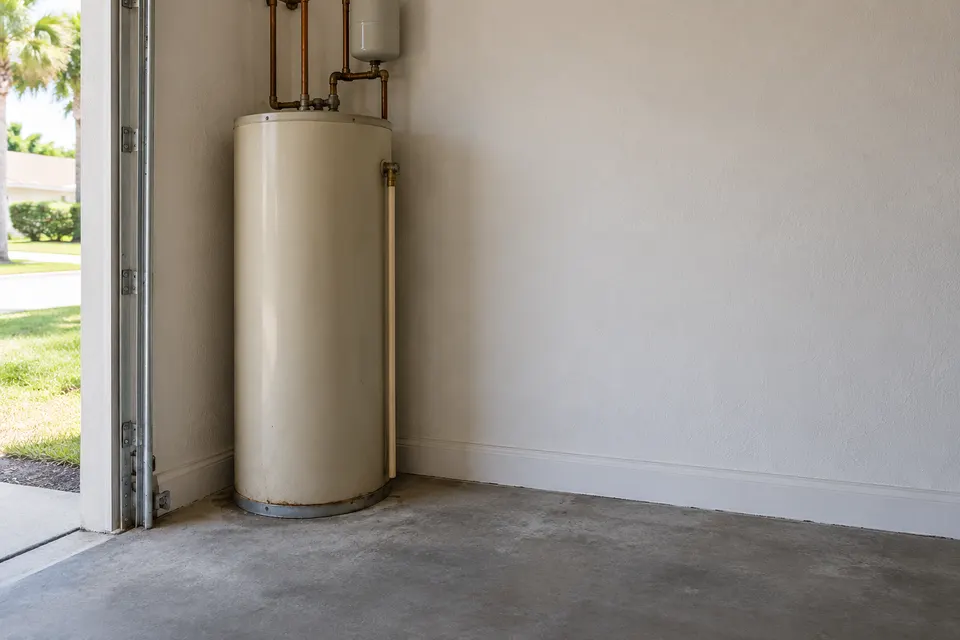 Generated illustration of a residential electric water heater in Sarasota.